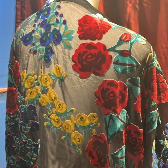 Nylon viscose rose, patterned kimono see-through - Picture 6 of 10